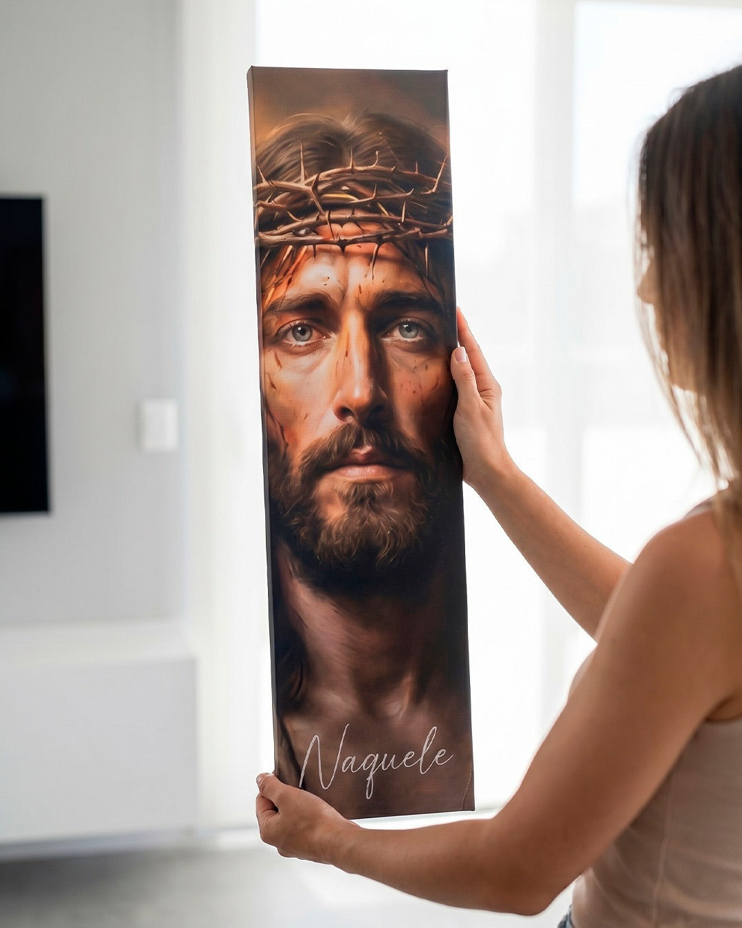 Mosaico Sagrado “Tudo Posso” 160x70cm – Leão de Judá em Canvas Premium