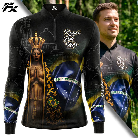 Kit 3 Camisas Manga Longa | Nossa Senhora Aparecida "Rogai Por Nós" | Compre 1 Leve 3