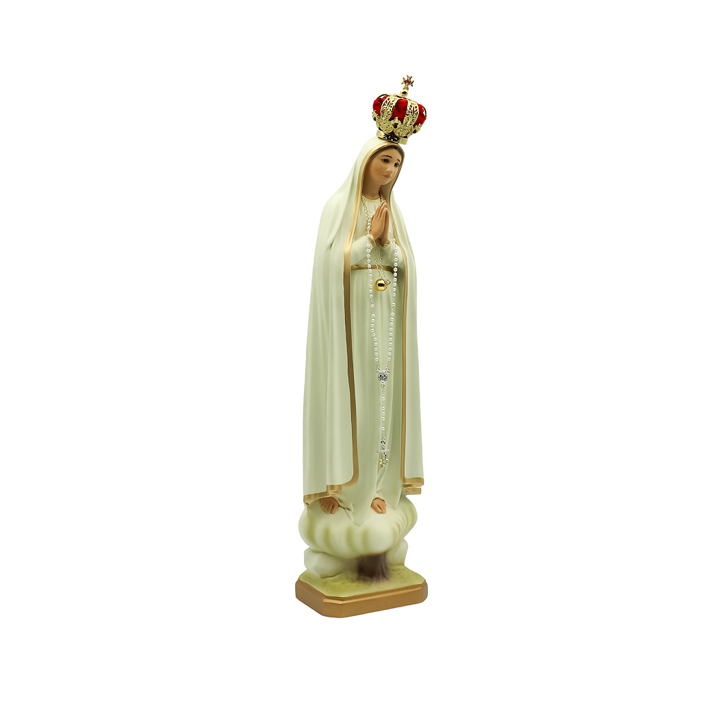 Nossa senhora de Fátima 43 cm c/ olhos de vidro - Colorida