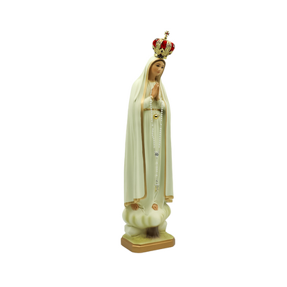 Nossa senhora de Fátima 43 cm c/ olhos de vidro - Colorida