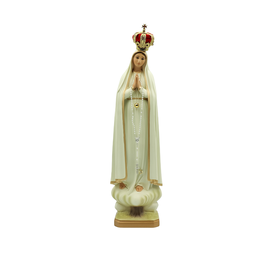Nossa senhora de Fátima 43 cm c/ olhos de vidro - Colorida